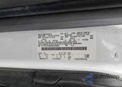 2017 Ford Transit T-250 from USA, damaged, VIN 1FTYR1ZM5HKB39660